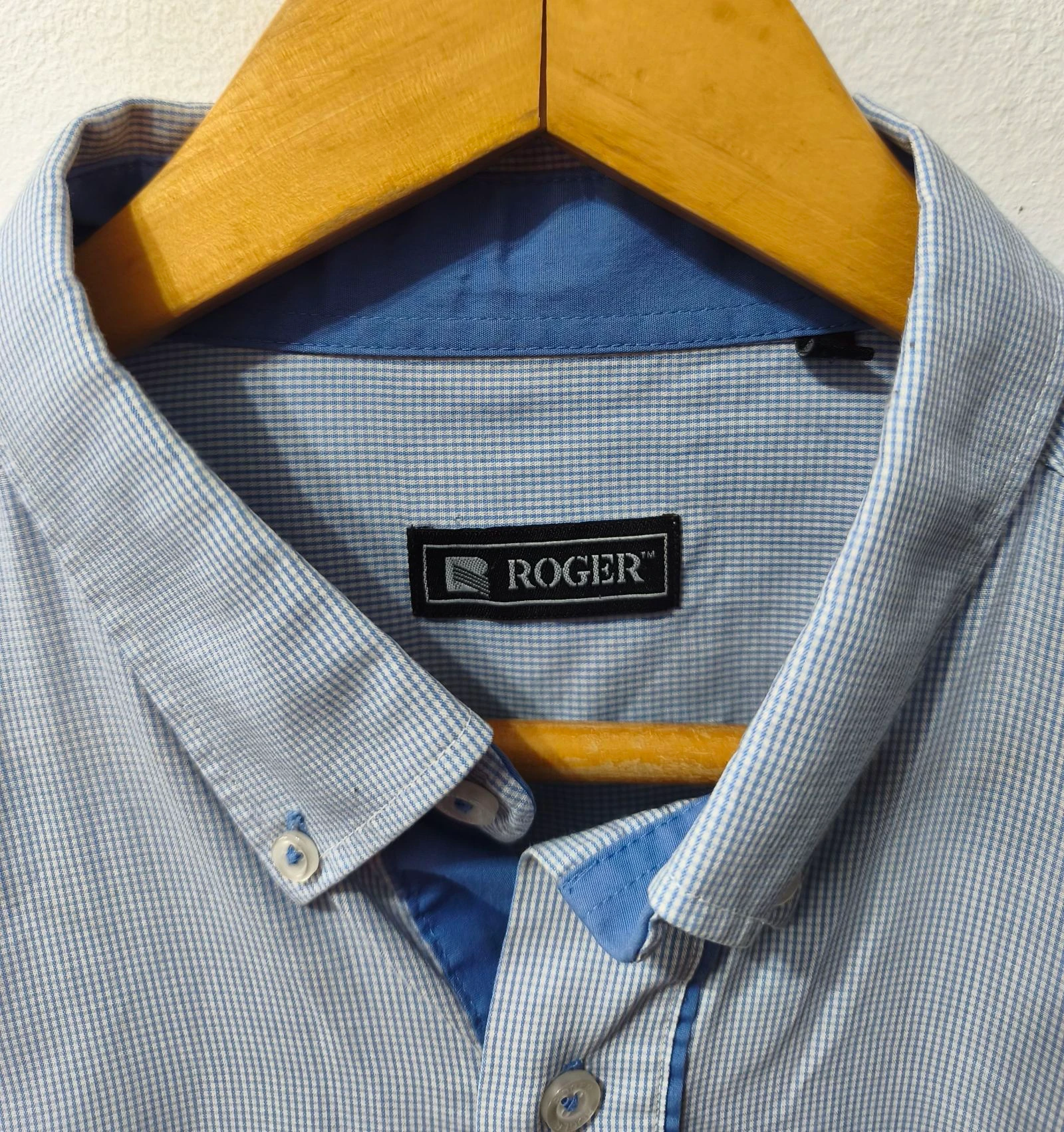 Light blue and white Roger men's shirt Size 5 – photo 4